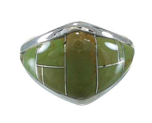 Genuine Sterling Silver Southwestern Turquoise Inlay Ring Size 5-1/4 AX88553